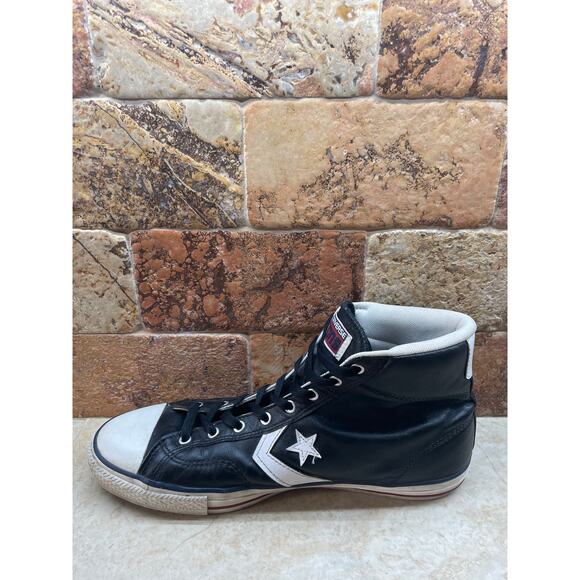 Converse CONS High Top Leather Sneakers Black White Men’s 12 Women’s 14 - Picture 7 of 11